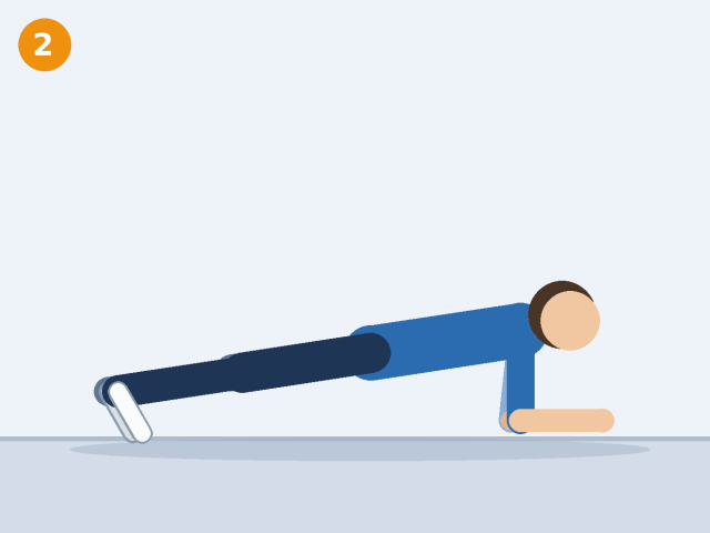 Illustration of a person in a full plank on forearms and toes with a straight line from head to heels