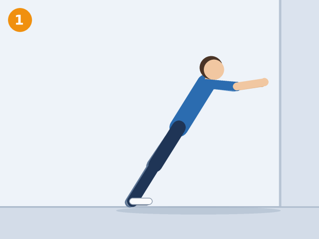 Illustration of a person leaning toward a wall with straight arms and hands on the wall at shoulder height