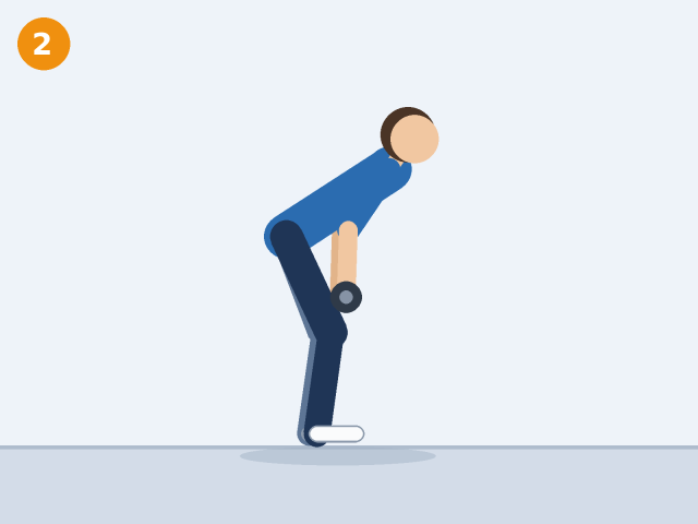 Illustration of a person partway through a bent-over row with elbows drawing back and up