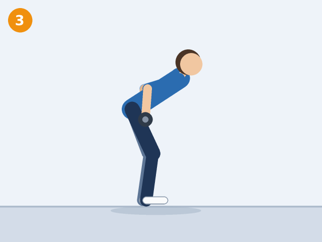 Illustration of a person at the top of a bent-over row with elbows pulled back beside their ribs